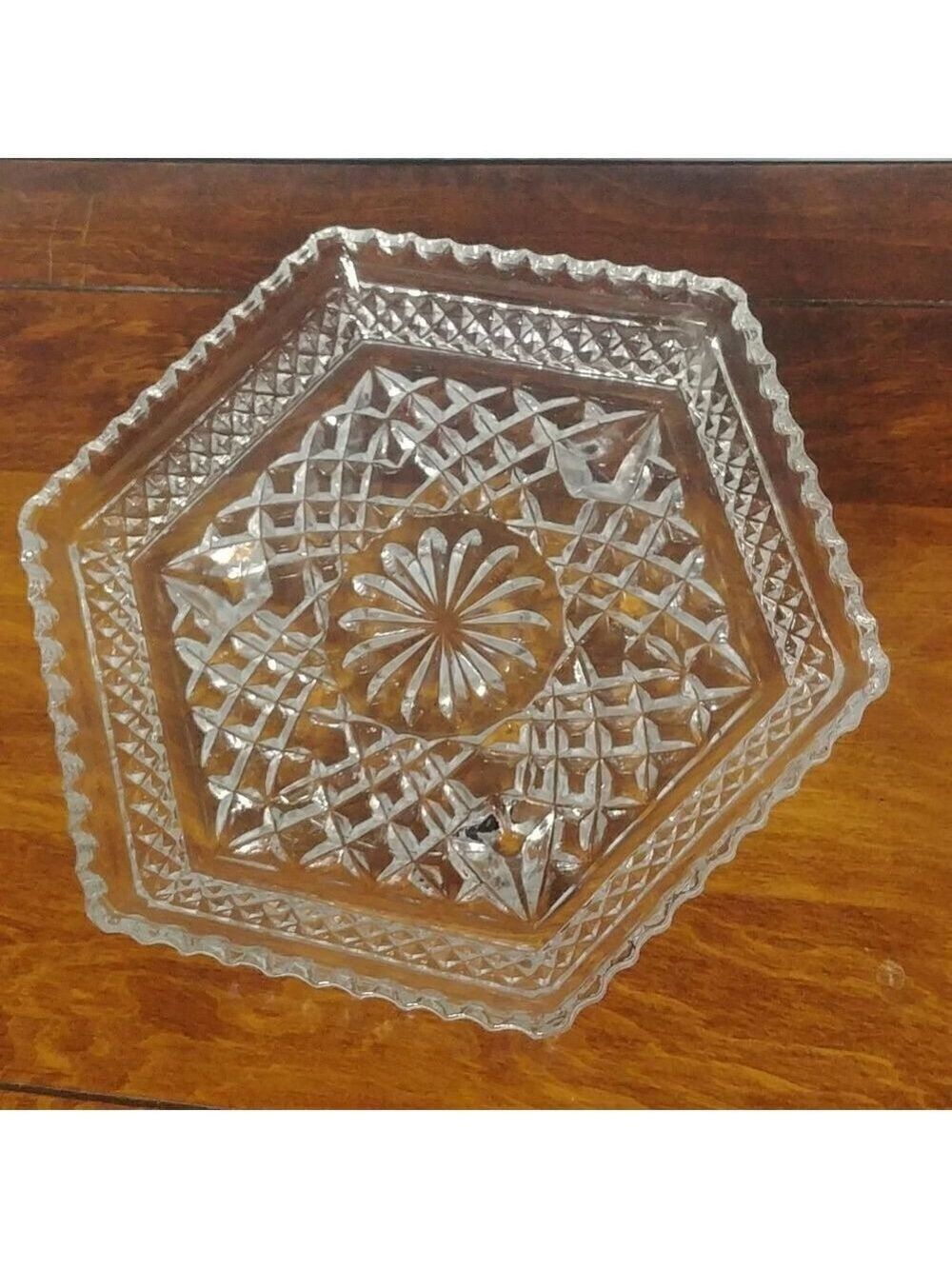 Vintage Heavy Hexagon Glass Dish